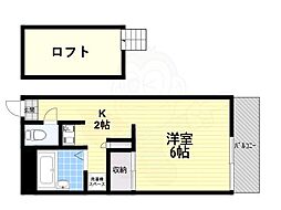 エルミタージュ 1階1Kの間取り
