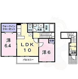サウス・ヴィラ 2階2LDKの間取り
