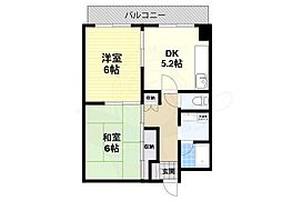 ニューエストタカダ 4階2DKの間取り