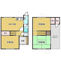 近鉄南大阪線 浮孔駅 徒歩13分の賃貸一戸建て 1階3DKの間取り