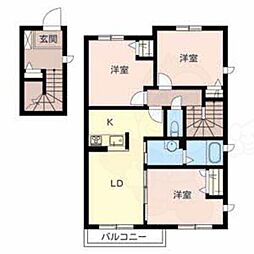 ラヴィーヌ 2階3LDKの間取り