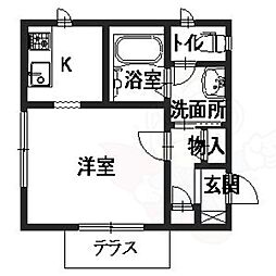 アルティ二上 2階1Kの間取り