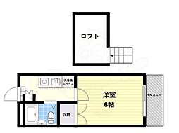 大和高田第23マンション 2階1Kの間取り