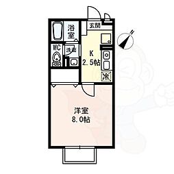 リヴェールメゾン 1階1Kの間取り