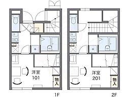 レオパレス南阪手2 2階1Kの間取り
