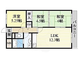 メゾン田井新町 3階3LDKの間取り