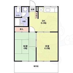 エステートピア築山二番館 1階2DKの間取り