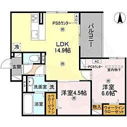 吉勇 3階2LDKの間取り