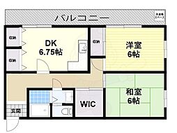 甲第ハイツ西本 3階2DKの間取り