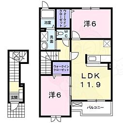 ベルオーブ 2階2LDKの間取り