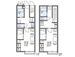 レオパレスクリオネ 1階1Kの間取り