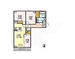 エストレヤ 3階3LDKの間取り