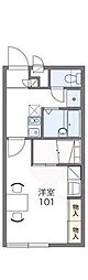 レオパレスウィンウィン 2階1Kの間取り