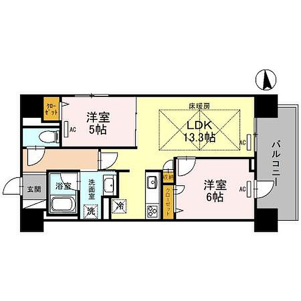IBC Residence East 801｜大阪府大阪市中央区北久宝寺町4丁目(賃貸マンション2LDK・8階・57.47㎡)の写真 その2