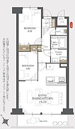 ライオンズマンション西八千代 2LDKの間取図画像