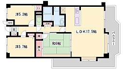 エメラルドマンション東加古川 5階3LDKの間取り