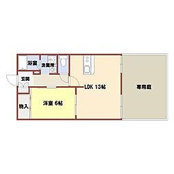 M’court　B 1階1LDKの間取り