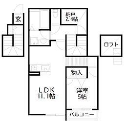 Belle Lead加古川 イチョウ並木 1LDKの間取図画像