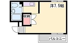 ツインズコート 1Kの間取図画像