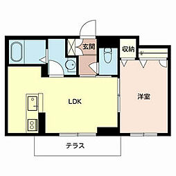 ベルフォーレ王子B 1LDKの間取図画像