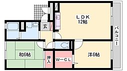 ウエストハイツ 2LDKの間取図画像