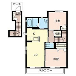 メサ・ヴェルデ 2LDKの間取図画像