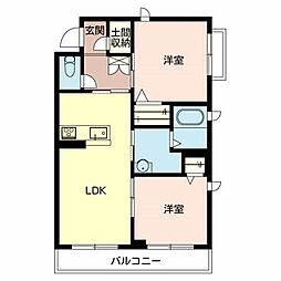 アスカプレミアム 2LDKの間取図画像