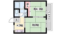 エコーハイツ 2Kの間取図画像
