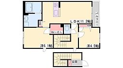 アトリエール上中A 2LDKの間取図画像