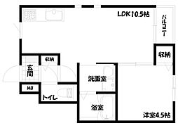 Kパラッツオ加古川 1LDKの間取図画像