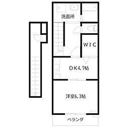 クレドール加古川 (旧.(仮)新在家AP 西棟) 1DKの間取図画像