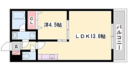 ヴェルドミール 1LDKの間取図画像