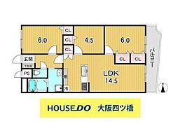 朝日プラザ岸里第1 3LDKの間取図画像