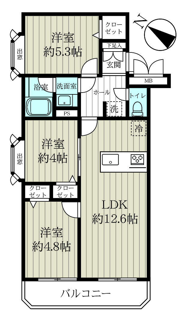 ■最上階　■南西角部屋■3LDK　59.74平米■令和2年　室内リノベーション