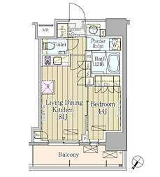 ParkAxis渋谷神山町 1LDKの間取図画像
