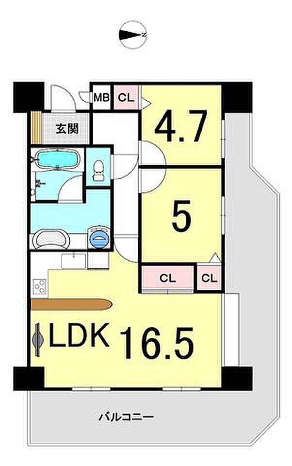 サンライズマンション和歌山I　6階　2LDK(2LDK) 6階の間取り