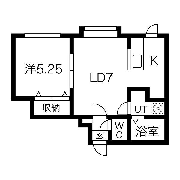 Fe Lupace 102｜北海道小樽市富岡１丁目(賃貸アパート1LDK・1階・33.77㎡)の写真 その2