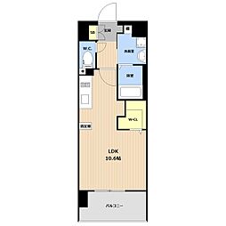 福岡市地下鉄空港線 東比恵駅 徒歩15分の賃貸マンション 5階ワンルームの間取り