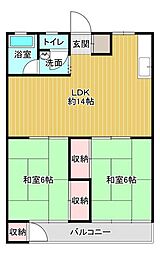 下関マンション 2LDKの間取図画像