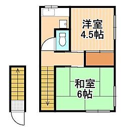 赤沢荘 1Kの間取図画像
