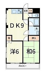 パークハイツ平野 2DKの間取図画像