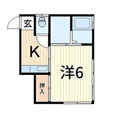 静文荘 1Kの間取図画像