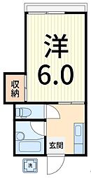 クラビクラ小岩 1Kの間取図画像