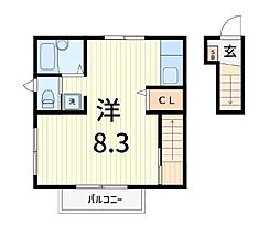 TKDパステルハイム ワンルームの間取図画像