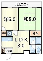 ハイツタナカ2 2LDKの間取図画像