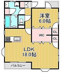 シャレーン 1LDKの間取図画像