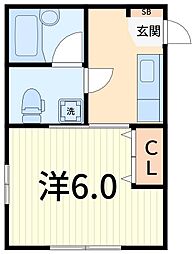 スワンスイート 1Kの間取図画像
