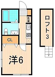カーサツリービュー 1Kの間取図画像