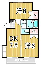グランドール・アイダD 2DKの間取図画像