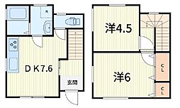 ニューウッドエミ 2DKの間取図画像